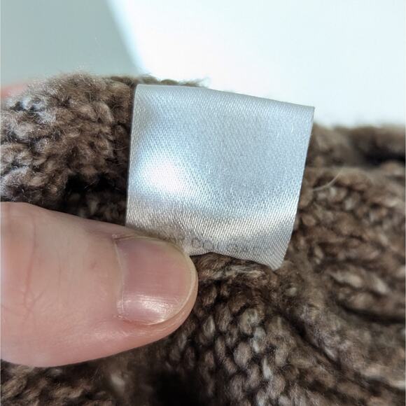 Entro Brown Knit Lace-Up V-Neck Oversized Cozy Long Sleeve Sweater Medium - Picture 7 of 8